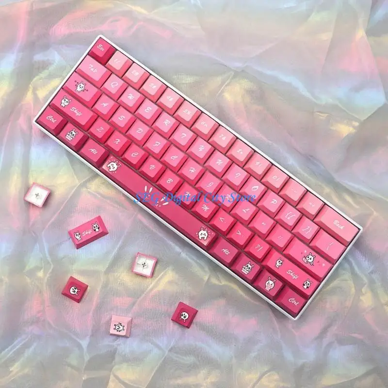 u75b سميكة PBT Dye-Sub Keycaps 136 Keys Keycap Pink لـ 61/68/75/84/980 #4