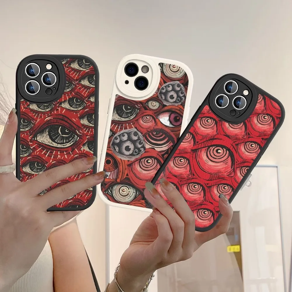 Scary Face Eyes Phone Case Hard Leather For IPhone 14 13 12 Mini 11 14 Pro Max Xs X Xr 7 8 Plus Fundas