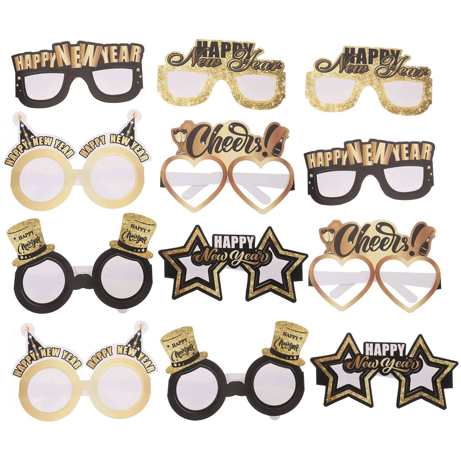 

12 Pcs New Year Cheer Props Paper Glasses Xmas Ornaments Eve Party Rave Favors Eye