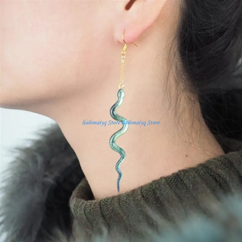 

573B Snake Earring Resin Mold Snake Silicone Mold Serpent Epoxy Resin Casting Mold with Hanging Hole for Craft DIY