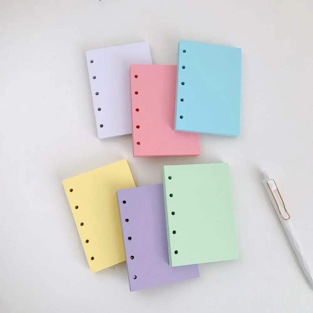 50Sheets A8 M5 Loose Leaf Refill Paper 5-Ring Candy Color Refill Spiral Binder Inner Pages Blank Connell Stationery
