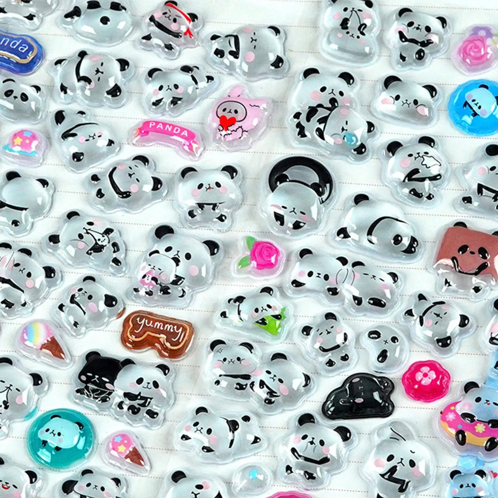 3D Puffy Stickers 4 Pieces Decorative Panda Decals Water Bottle Relief Stickers for Phone Case Notebook Scrapbooking Journal