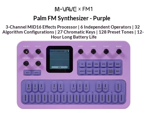 M-Vave Fm-1 Effectpedaal Draagbare Fm1 Bluetooth Synthesizer 12 uur Batterij 6-Operator Speaker Midi 32-Algorithm 128 Presets Ingebouwd