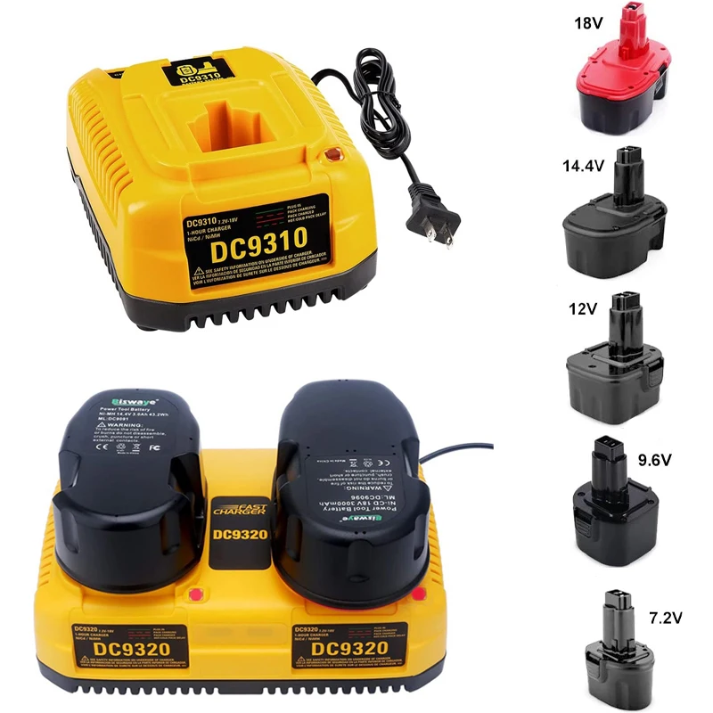 For Dewalt Battery DC9310 7.2V-18V Charger Nicad & Nimh Battery DW9057 DC9071 DC9091 DC9096 DE9039 DE9095 DE9096 Power Tool