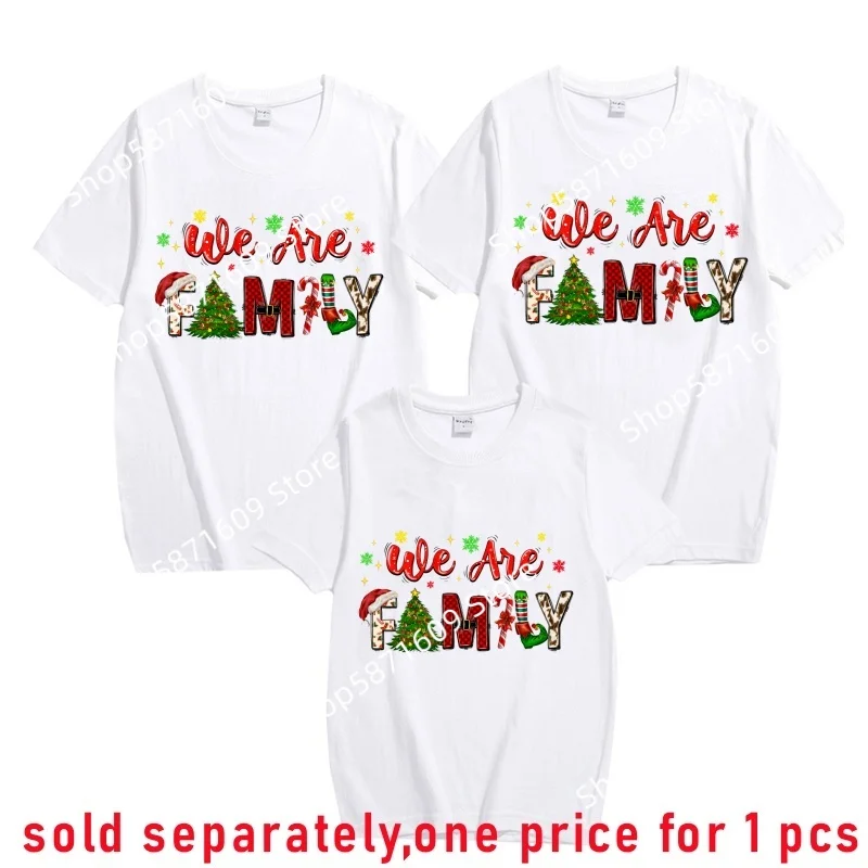 Christmas theme children's T-shirt family parent-child holiday suit father mother brother sisters short sleeve top