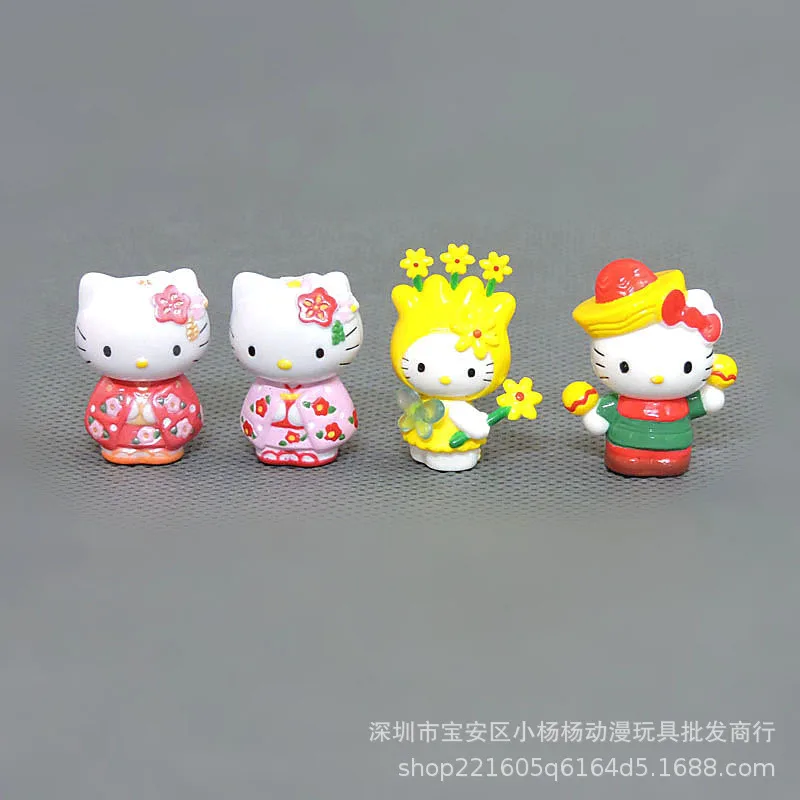 Sanrio Pequeno Kt Gato Anime Modelo Toy, Mini Versão, Micro Boneca Paisagem, Enfeites De Desenhos Animados, Kawaii Olá Figura Kitty, Decoração Presentes