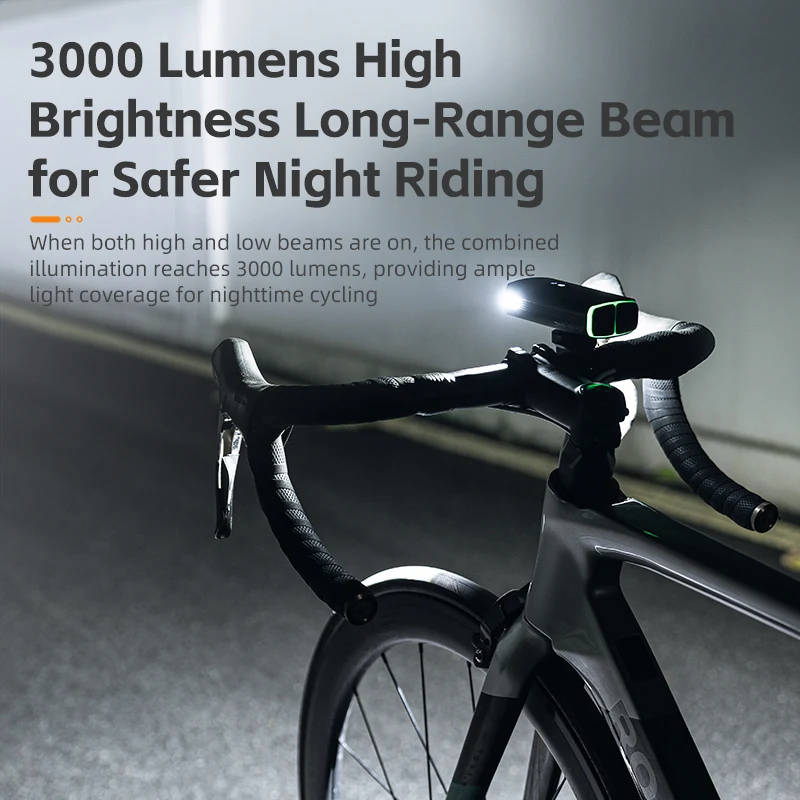 ROCKBROS-Lumière de vélo aste de type C, éclairage avant de vélo, point culminant de vélo de route VTT, lumières de sauna, 3000LM, 10000mAH Powerbank, IPX6