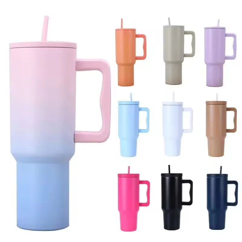 

40oz Stainless Steel Vacuum Thermos Tumbler Leak-Proof Mug with Handle Lid & Straw Keep Cold or Hot for Travel Car Coffee Drinks