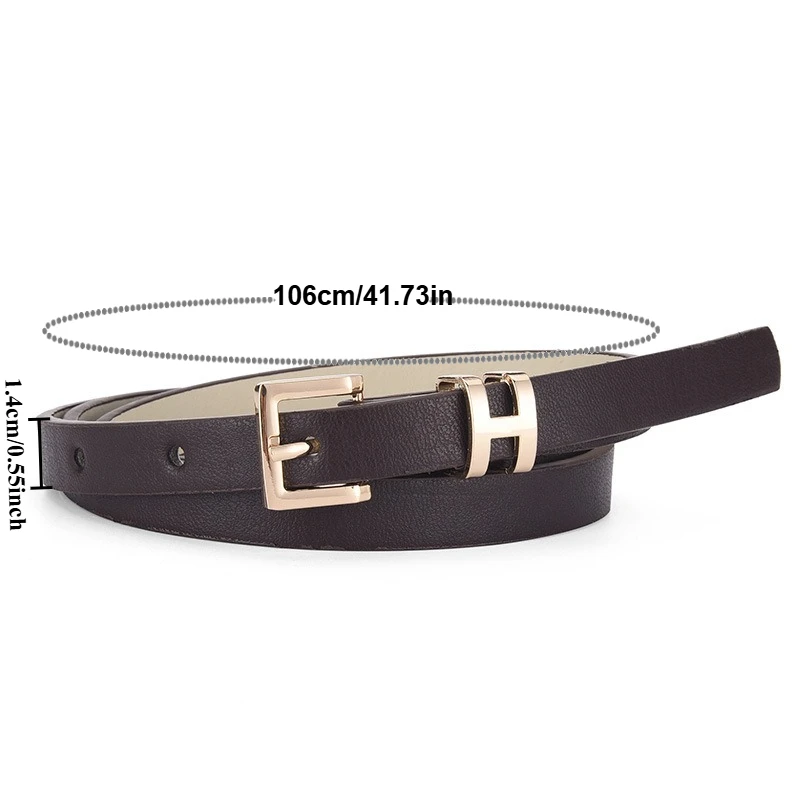 Two-Piece Set of I-Shaped Buckle Alloy Pin-Buckle Women's Slim Belt with Luxurious Accents—Chic-Style Leather Belt for Women