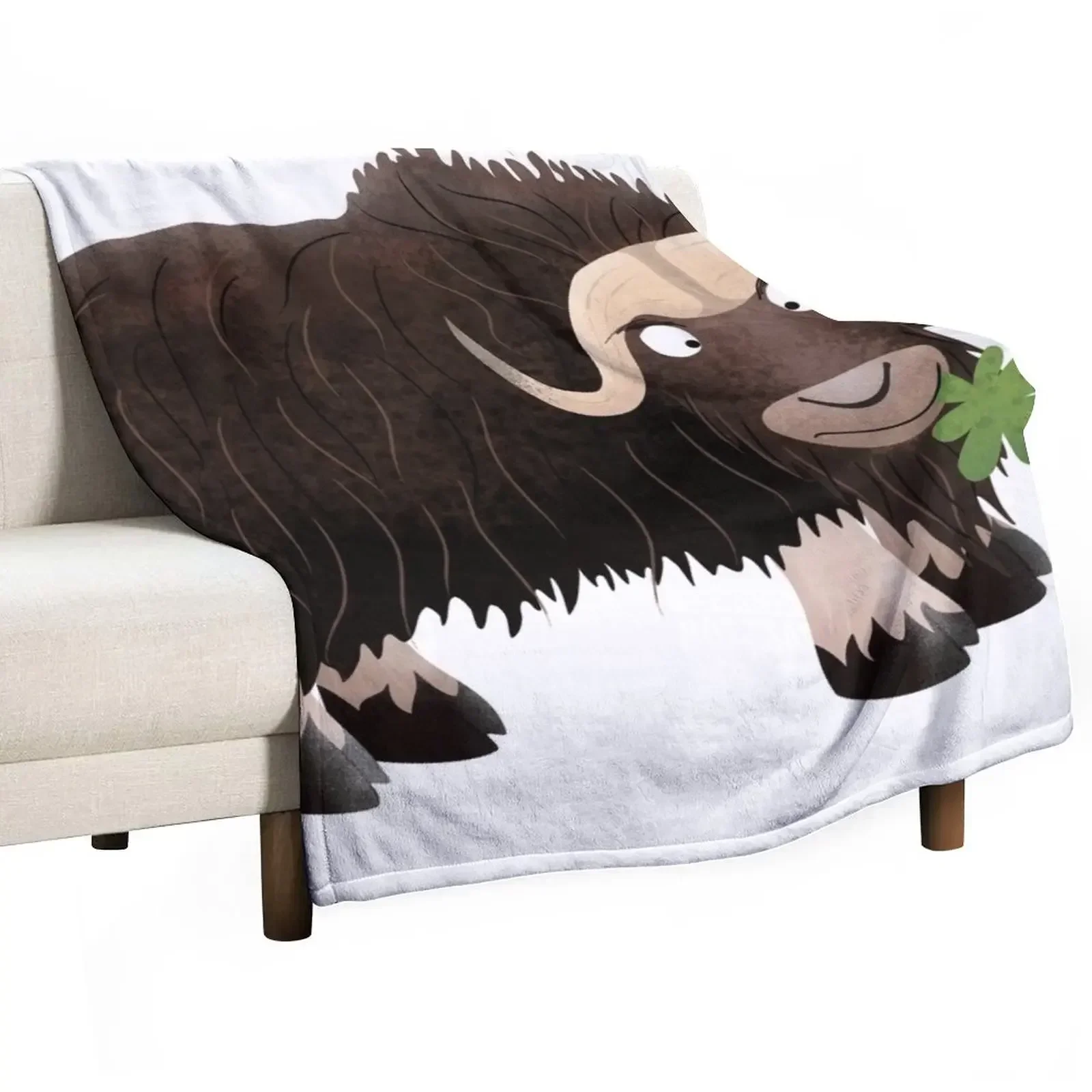 

Funny musk ox cartoon illustration Throw Blanket for winter Soft Blankets