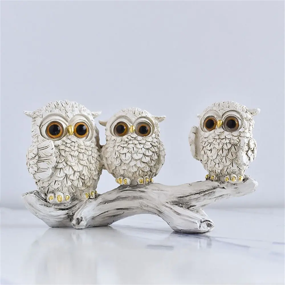 المشهد الصغير الراتنج البومة زخرفة الإبداعية لطيف الحيوان تمثال حية مقاوم للماء مصغرة تمثال النحت خزانة #2