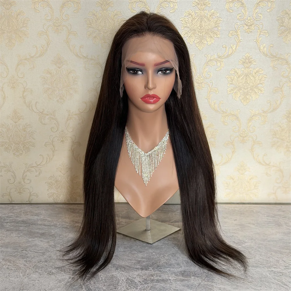 

Dark Brown Brunette 26" Long Straight Wig Pre Plucked 13x4 Glueless Wig Chinese Virgin Human Hair Lace Front Wig Ready To Ship