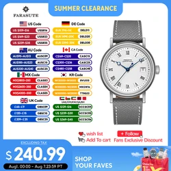 FARASUTE Casual Calendar Men Mechanical Wristwatch Sapphire Japan Movement Automatic Watch Stainless Steel Waterproof Men Watch