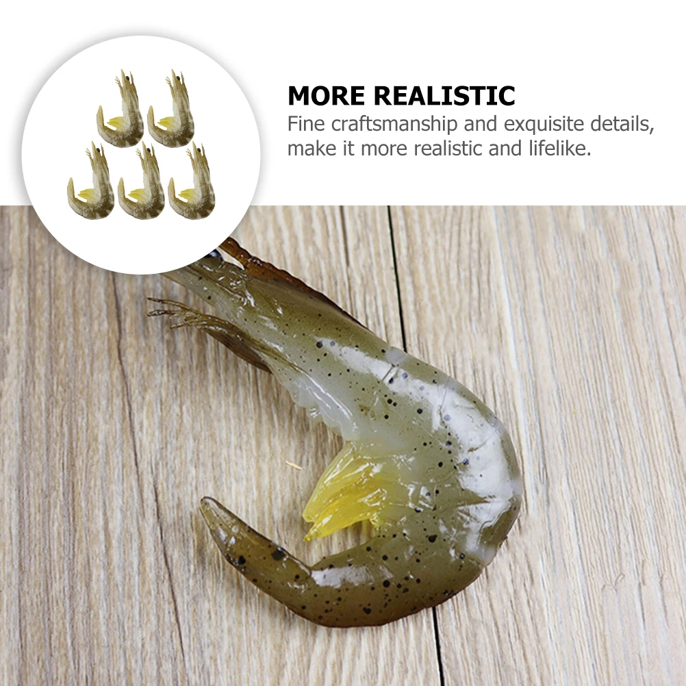 

5Pcs Realistic Shrimp Photo Prop Durable PVC Food Decoration Simulation Shrimp for Supermarket Home Kindergarten Display