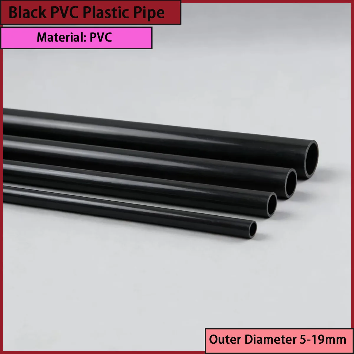 

Black PVC Plastic Pipe 2Pcs 500mm OD 5~19mm Aquarium Garden Watering Tube