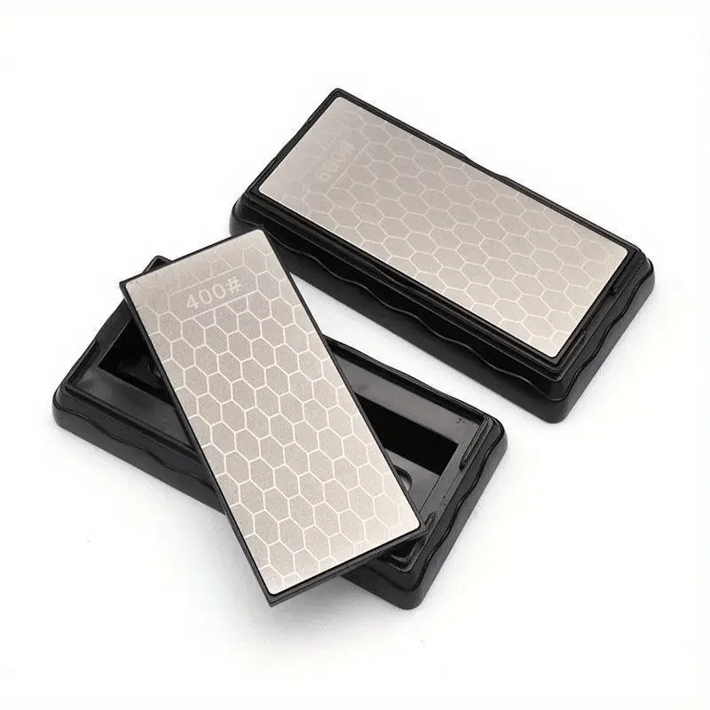 Double-Sided Emery Honeycomb Sharpening Stone with Non-Slip Base, 400/1000 Grit Scissors Sharpener for Household Kitchen