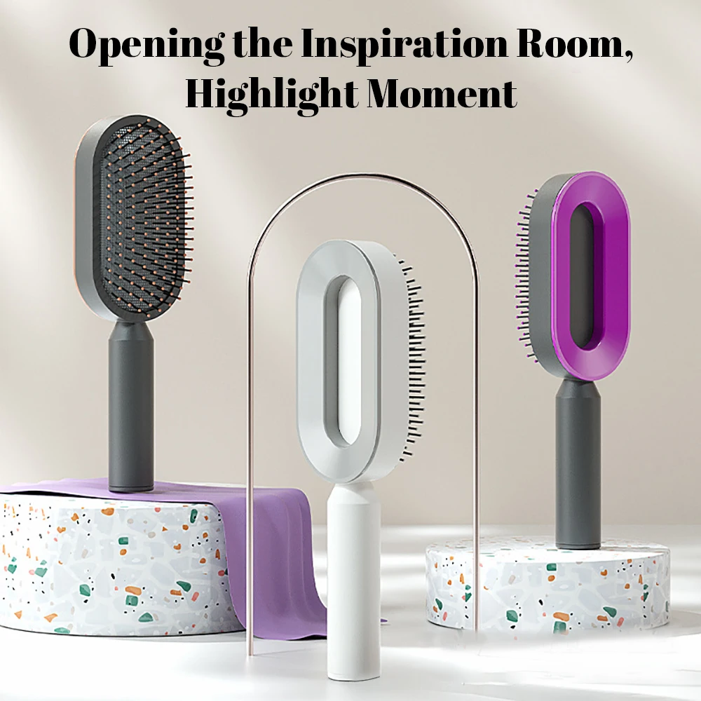 Self Cleaning Hair Brush for Women One-key Cleaning Hair Loss Airbag Massage Scalp Comb Anti-Static Hairbrush Dropshipping