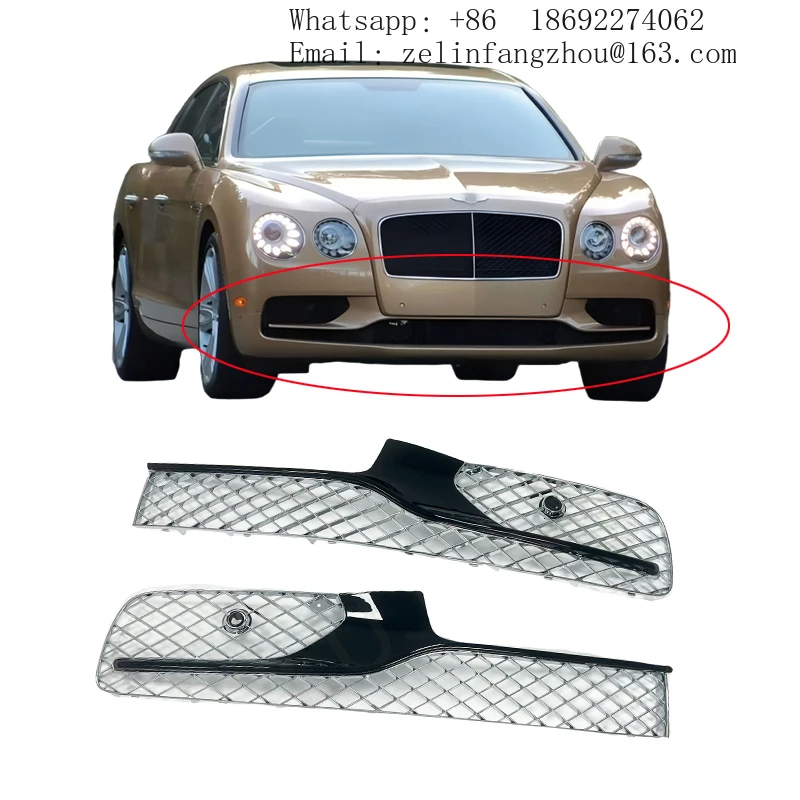 

Black & Chrome Style Front Bumper Meshes Lower Grille Bumpers Grill For Bentley Flying Spur 2013-2018 OEM 4W0807647 4W0807648