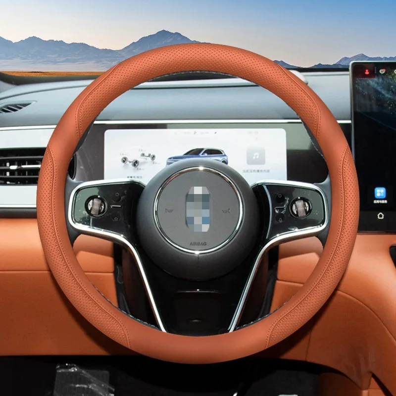 Nappa Leather Car Steering Wheel Cover for AITO M5 M7 M9 M6 M8 SERES 7 SERES 5 AITO Accessories Anti Slip Steering Wheel Covers 5