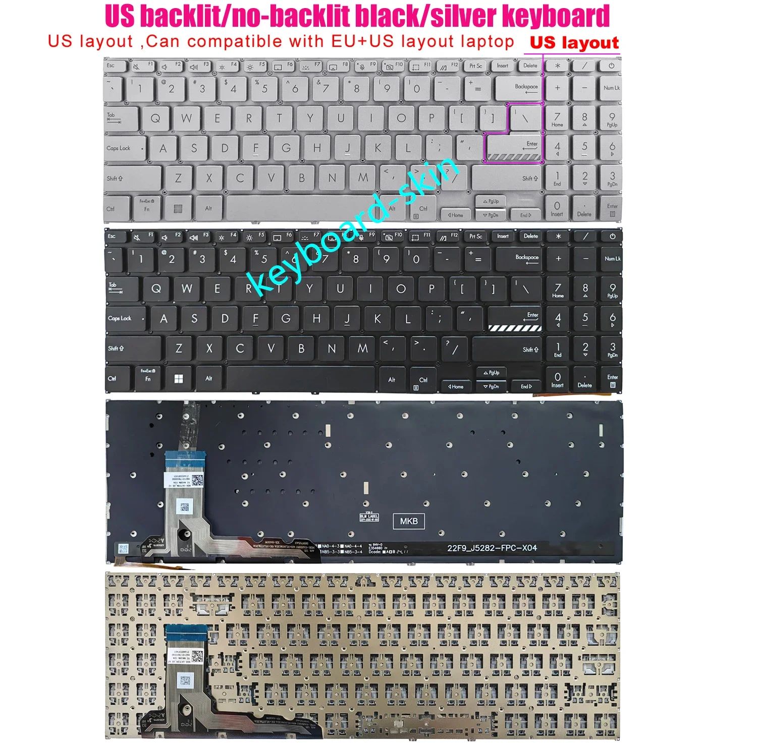 New US backlit/no backlit Keyboard For Asus Vivobook 16X K3604 K3605 K3605ZV/VC/VV/VU/ZC 15X K3504 M3504 S3504 E1504 laptop