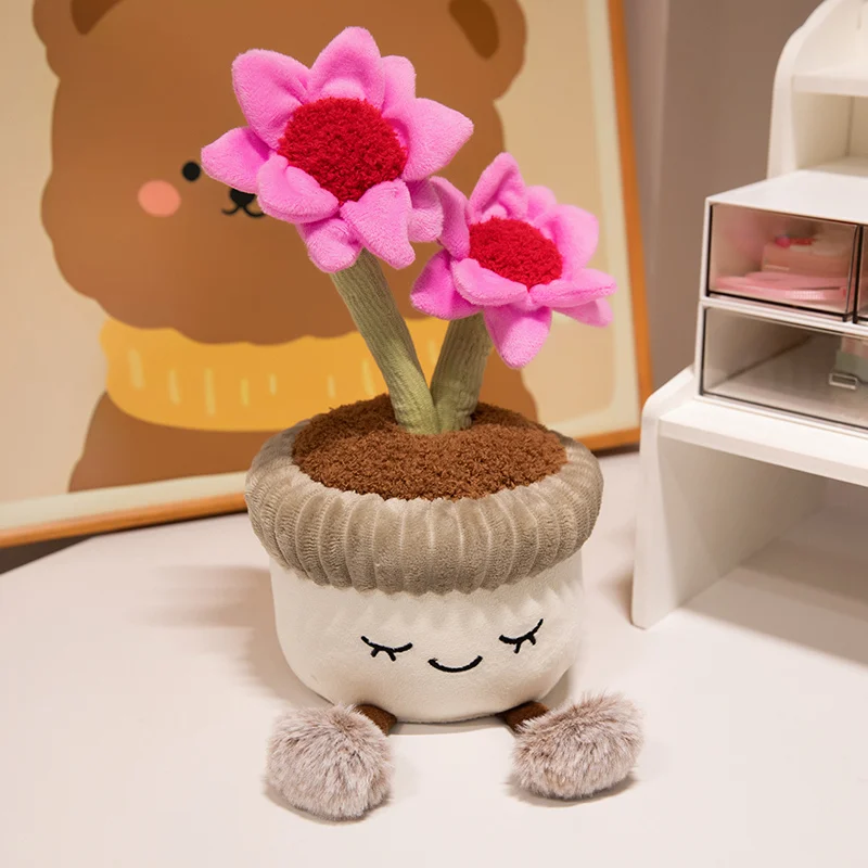 5 Styles Cute Lifelike Potted Plants Plush Toys Soft Pretty Sunflower Cactus Toys Creative Decor For Room/Car/Office Lovely Gift