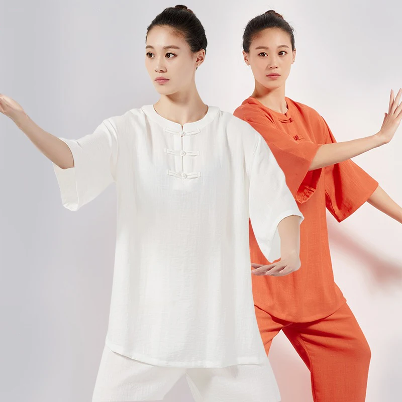

Kun Master Linen Cotton Cloth Kung Fu Uniform Martial Arts Tai Chi Clothing Half Sleeve Summer Chinese Traditional Clothes