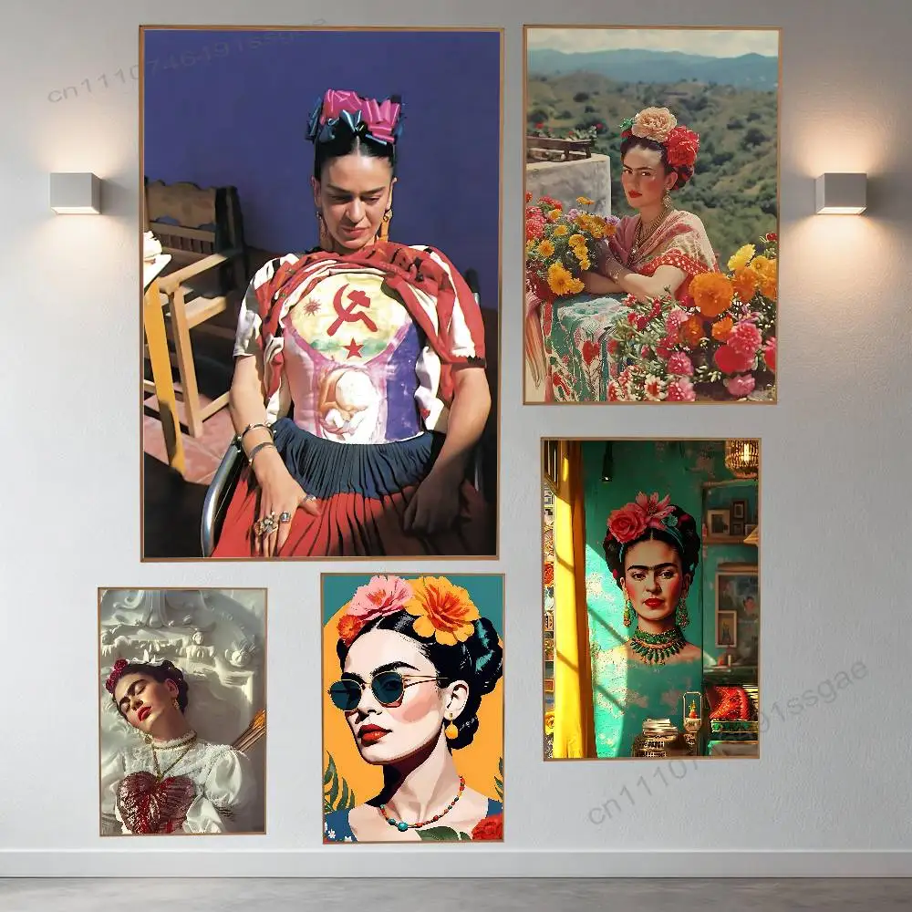 F-FridAS K-KaHlo-S Artist Poster Retro Paper Sticker DIY Room Bar Cafe Aesthetic Art Wall Painting