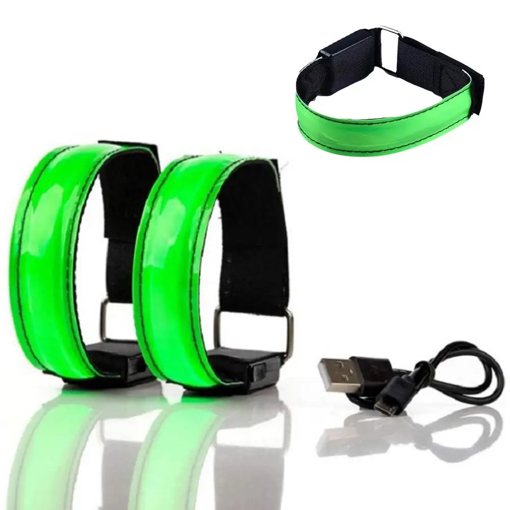 Night Running Armband LED Light Outdoor Sports USB Rechargeable Safety Belt Arm Leg Warning Wristband Cycling Bike Bicycle Light