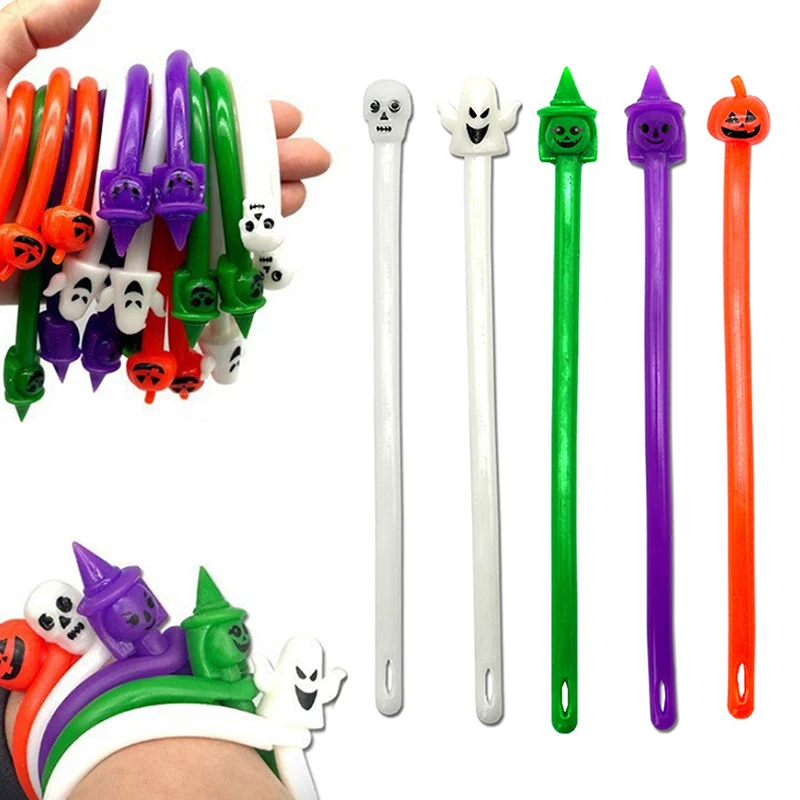 Halloween Noodle Pack Stretchy Strings Fidget Toys Pumpkin Anti Stress Relief Bracelet For Kids Adults Halloween Party Gifts