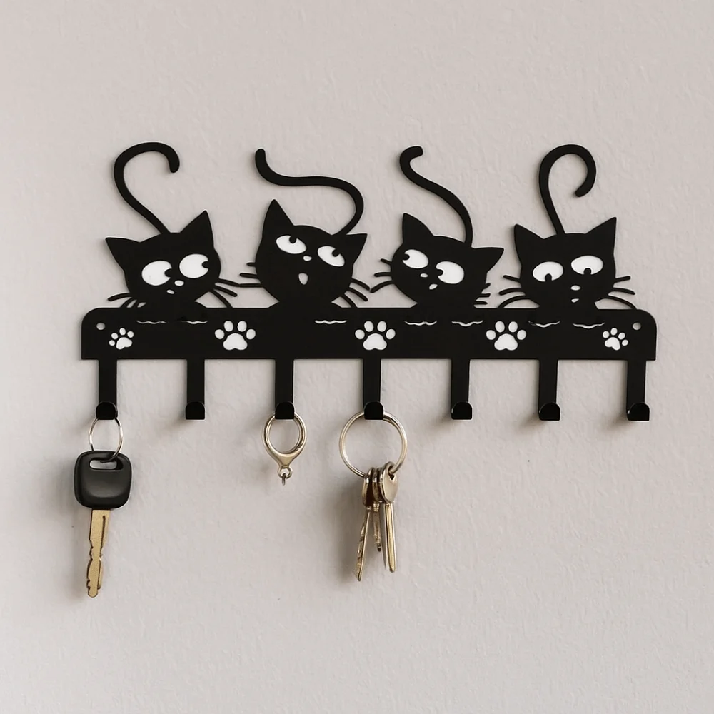 

Nordic Black Cat Wall Hook Black Cat-Shaped Cat Wall Hat Hanger Wall Hanging Decorative Hooks Cartoon Cat Coat Hook Bathroom