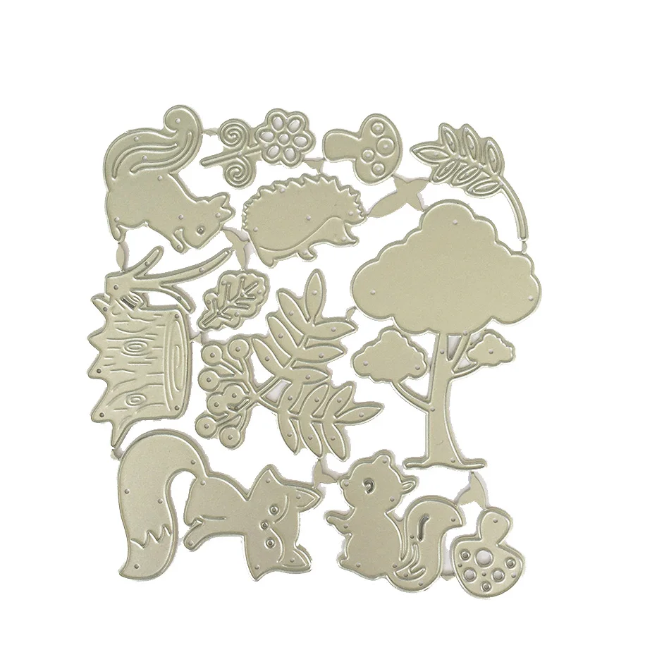 

Tree Squirrel Fox Metal Cutting Template Gift Tags DIY Handmade Craft Die Photo Album Scrapbooking Die Cut