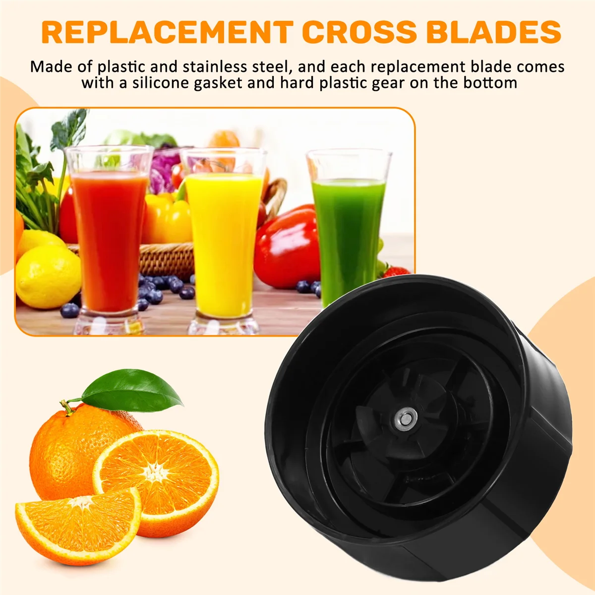 2 Pack Replacement Cross Blade Parts for Magic 250W Blender, Juicer and Mixer, Blender Replacement Parts MB1001N02R