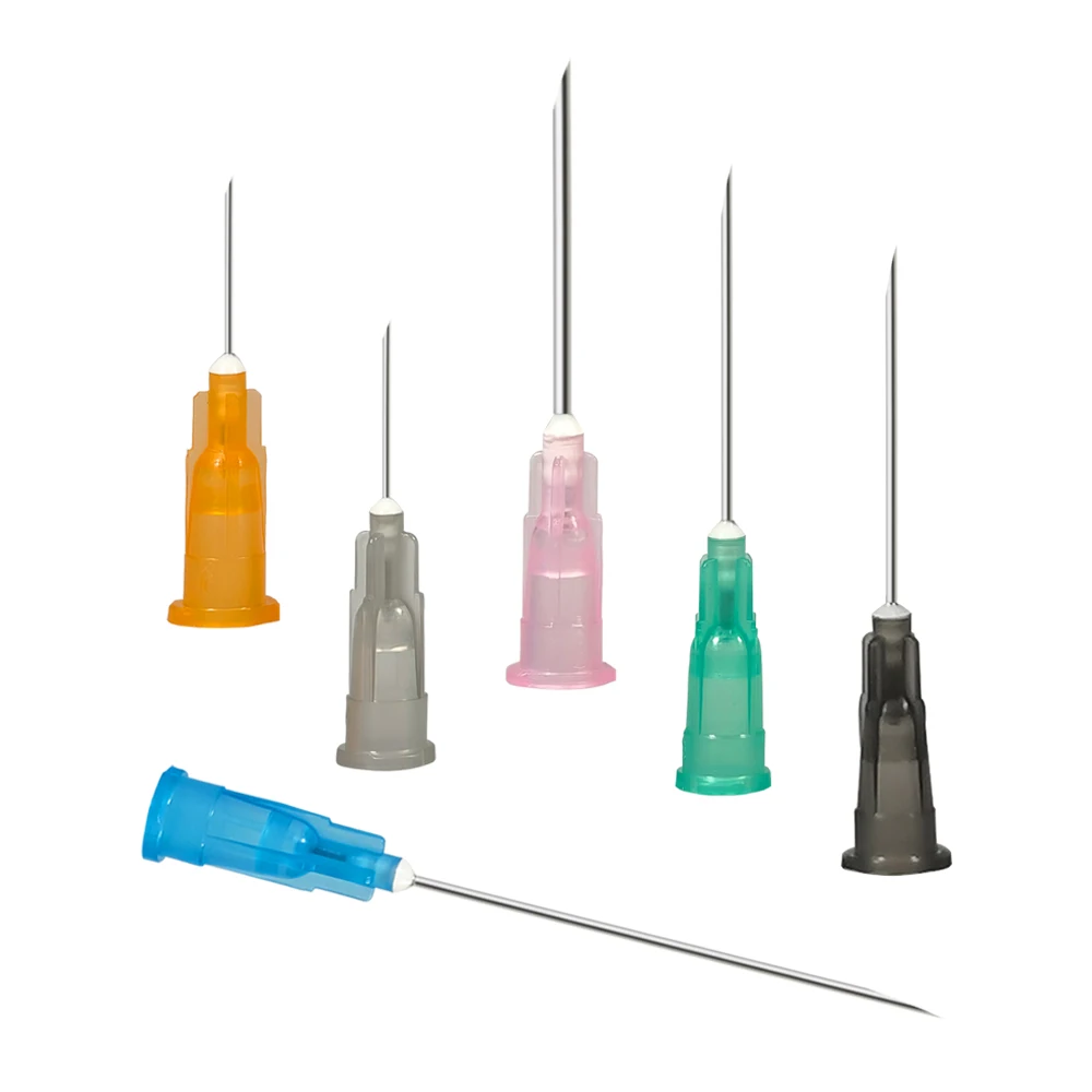 100 pièces/boîte, aiguilles de seringue pointues stériles de 1 pouce/1,5 pouce, spécifications 18G-27G, emballées individuellement pour la distribution de liquides, les soins des animaux de compagnie
