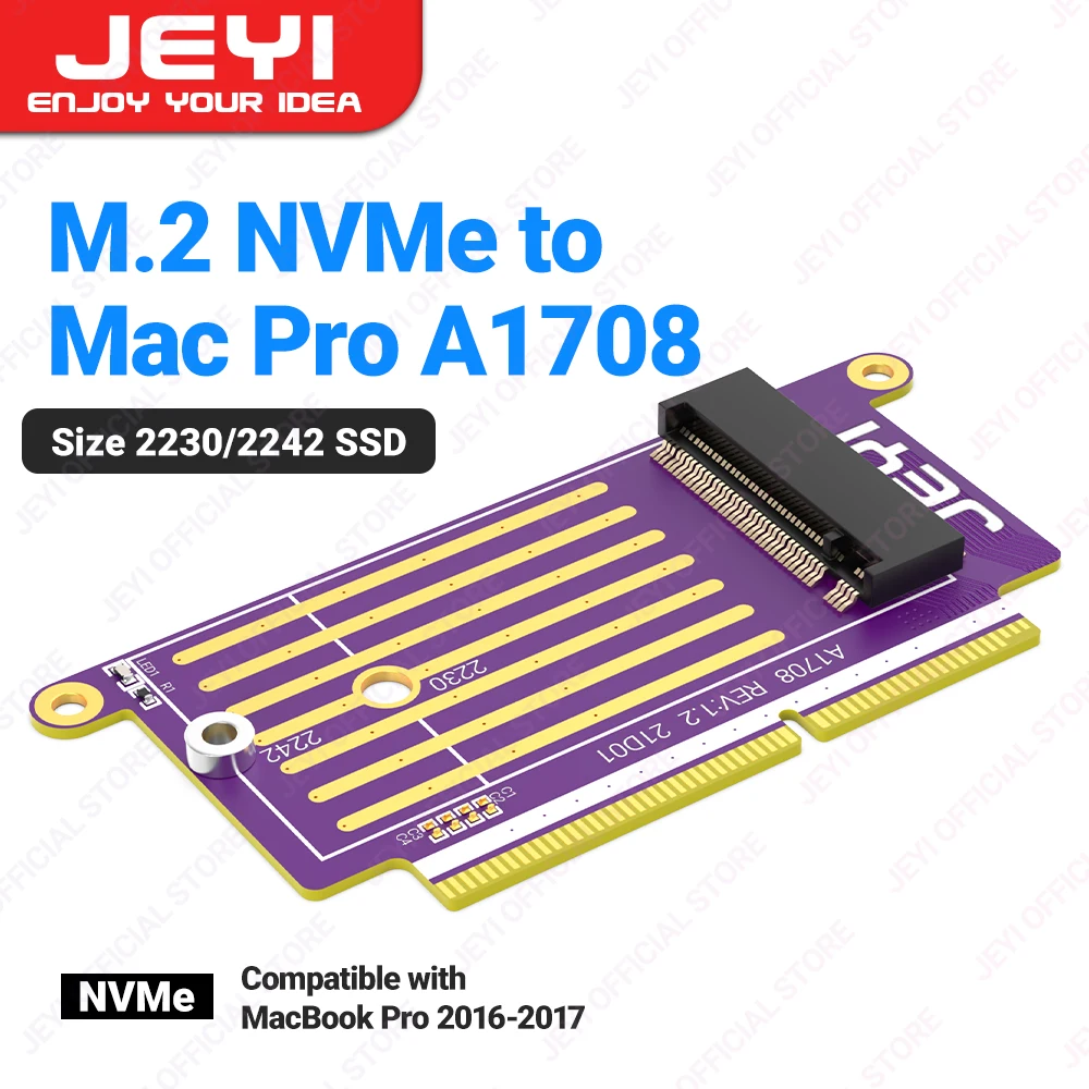 JEYI M.2 NVME SSD Convert Adapter for SSD MacBook Pro 2016-2017 A1708 – Connector 22 + 34 Points