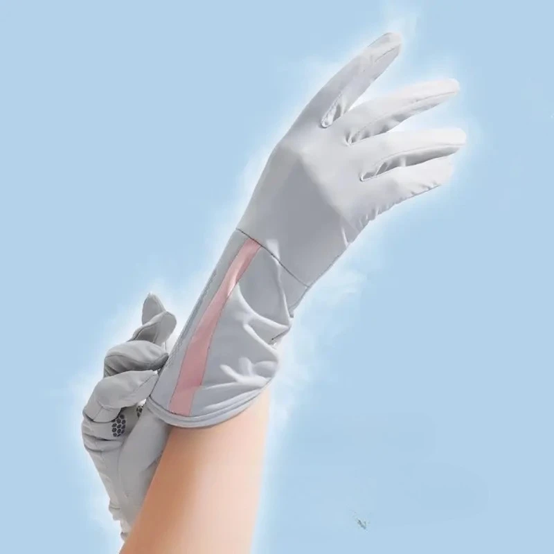 

Summer Sunscreen Gloves Women Thin Ice Silk Anti-ultraviolet Dew Finger Touch Screen Driving Riding Non-slip Breathable Gloves