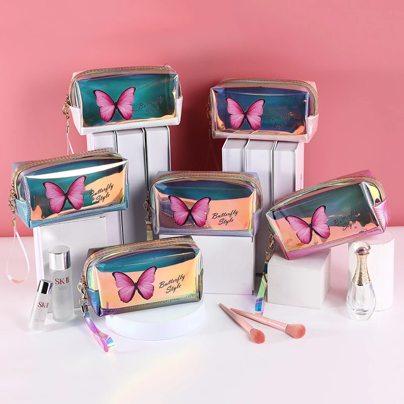 

Cool Fashion Cosmetics Storage Bag Portable Travel Travel Washing Bag Lridescent Laser Butterfly Storage Bag 19cmx11cmx8cm