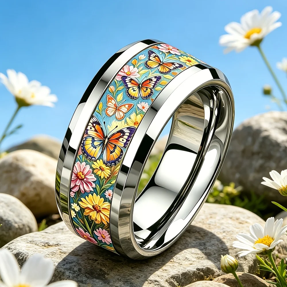 4Pcs/set Cartoon Sea Animals Inlay Fashion Stainless Steel Rings Marriage Rings Man Jewelry Promise Stainless Steel Rings Set