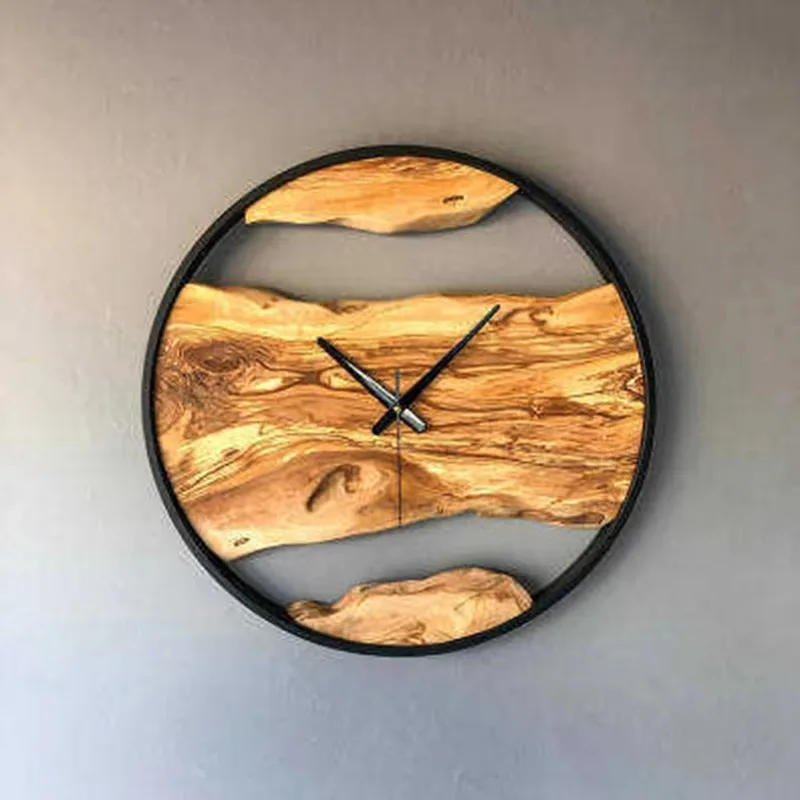 Retro Vintage Wooden Wall Clock Quartz Mechanism Luxury Art Wall Clock Aesthetic Luxury Horloge Murale Home Decor Items