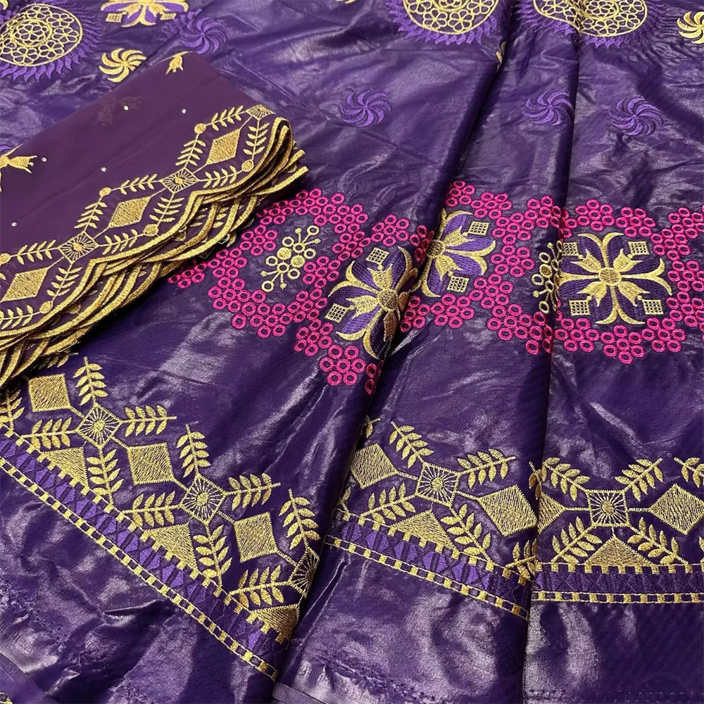 Beautiful African Bazin Riche Fabric African Lace Fabric 5+2 Yards Embroidery Lace Nigerian Lace Fabric Bazin Brode For Dress BZ