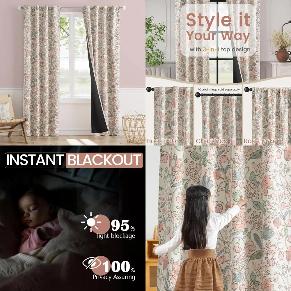 

Розовые плотные шторы с цветочным принтом для комнат девочек, 84-дюймовый стиль фермерского дома, затемняющие оконные шторы в общежитии
