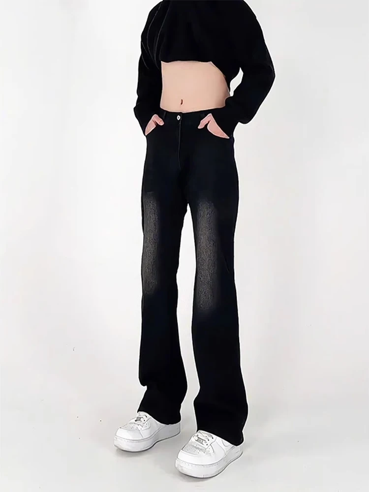

Bla Fce Lined High Waist Straight Leg Jeans Men's Autumn Winter High Waist Straight Cut Water Waed American Vibe