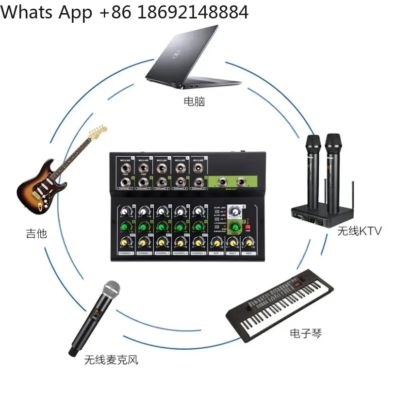 Factory Direct Portable Outdoor 10-Way Mixer Professional Stage Household Small Fader Reverb Effect