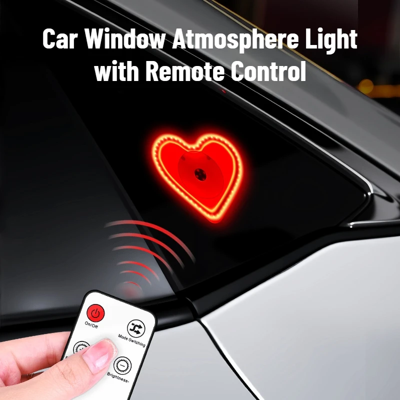 

Car Window Atmosphere Light LED Heart Projection with Remote Control USB Powered Neon Glow for Automotive Interior Decoration