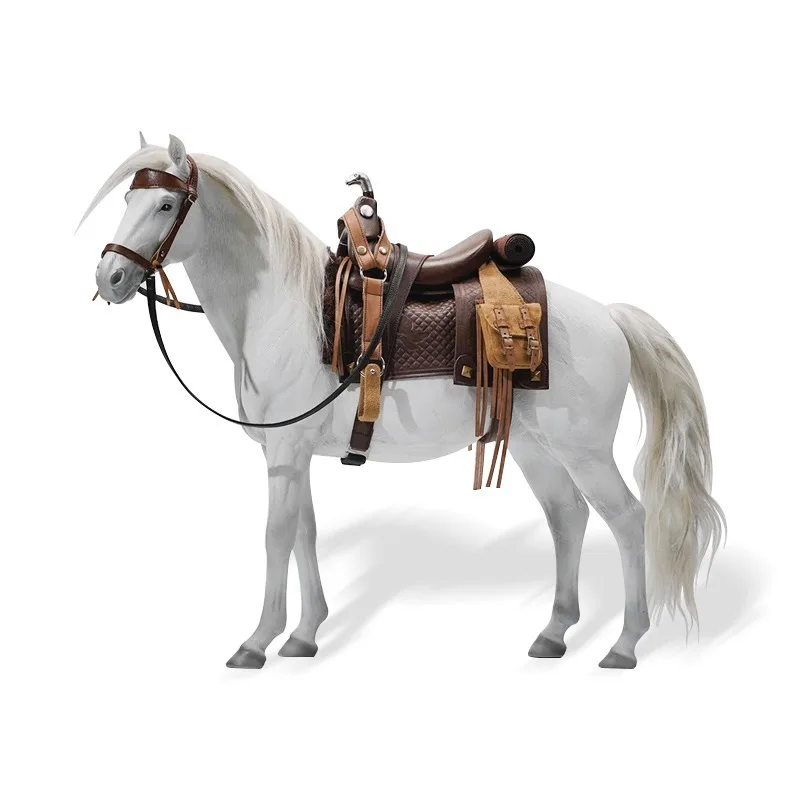 Western big escort simulation warm-blooded little white horse shooting props figure soldier mount figure model