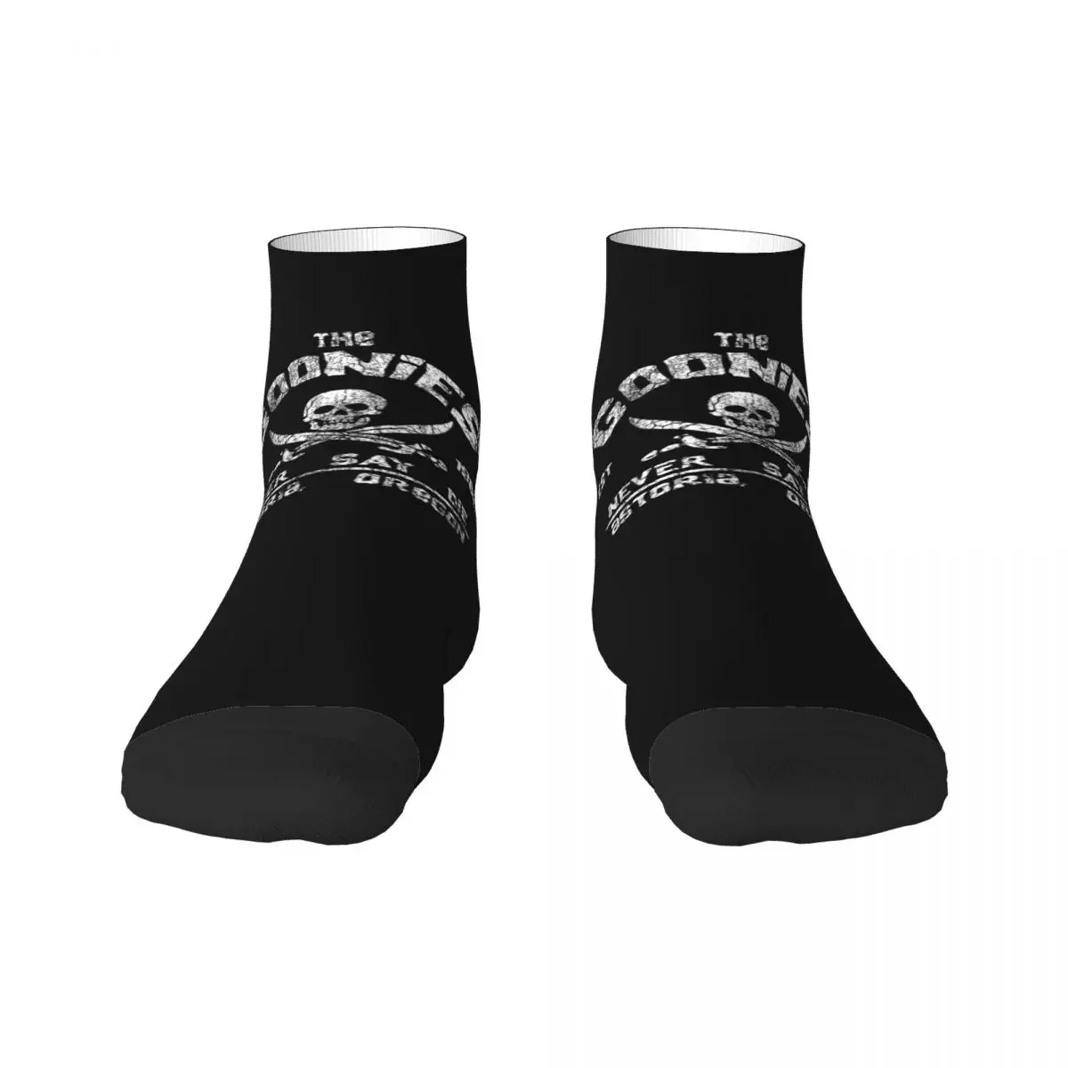 Cute Mens Never Say Die The Goonies Dress Socks Unisex Comfortable Warm 3D Print Gothic Skull Crew Socks