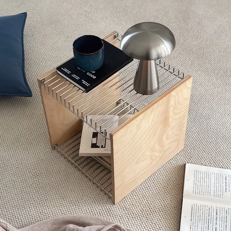 

Приставной столик из нержавеющей стали, модульная книжная полка для хранения, полки из морской фанеры, многофункциональный кофейный сервиз для гостиной