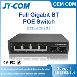 JT-COM 6-Port Gigabit BT Ethernet Poe Switch 4*100/1000base-t Poe Port 1*1000m RJ45 Port 1*1,25g SFP Switch