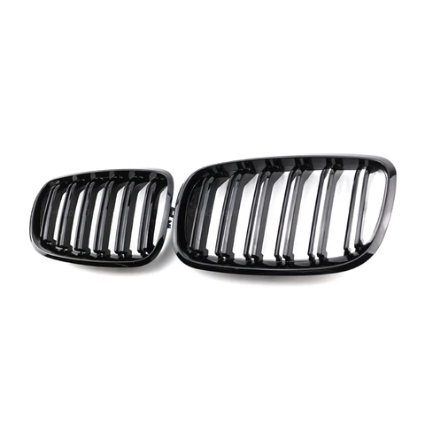2 Шт. Глянцевая Черная Двойная Решетка Для BMW X5 E70 2007-2013 И X6 E71 E72 2008-2014, Материал ABS