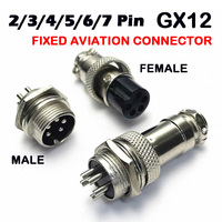 5Pcs GX12 Connector Nut Type 2/3/4/5/6/7 Pin Male Female 12mm Circular Aviation Connector Plug Panel Mount Socket Plug