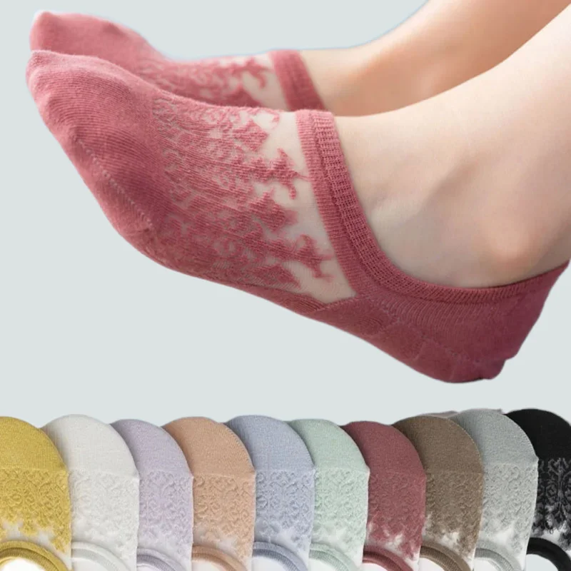 

3 Pairs High Quality Women Short Socks Invisible Summer Thin Ladies Boat Sock Silicone Non-slip Breathable Girl Mesh Ankle Socks